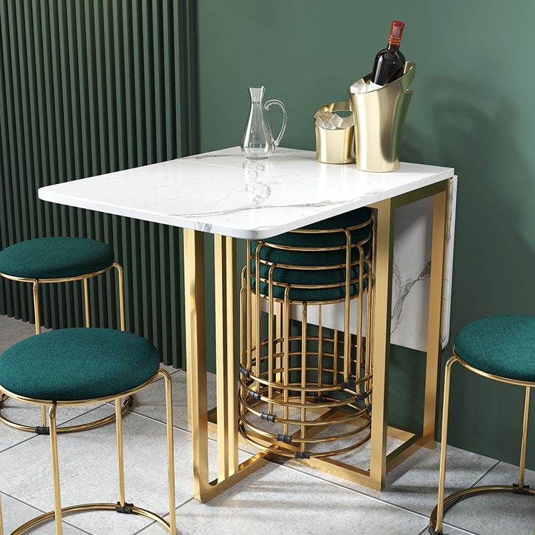 Foldable Artificial Wooden Top Dining Table Extendable Trestle Base Round Table