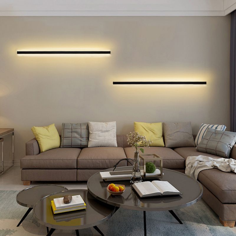 Linearer Schatten Metall Wandleuchter moderner Stil 1-Licht-Wandmontage Leuchte in Schwarz