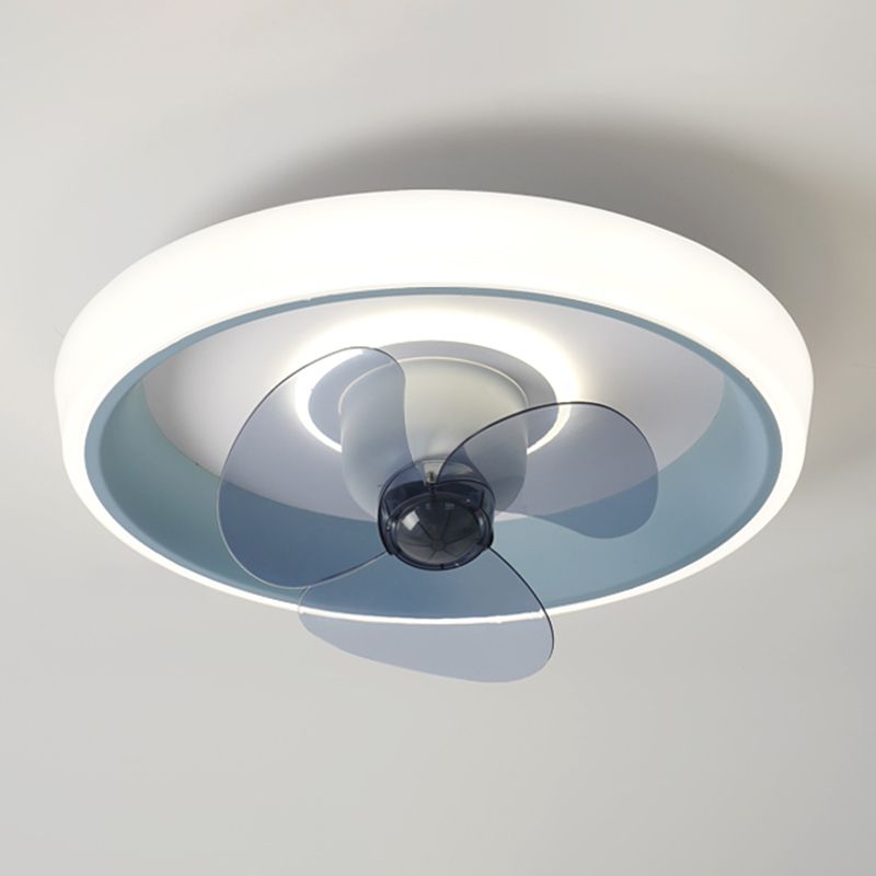 Modern Style Round Ceiling Fan Light Metal Single Light LED Flush Light