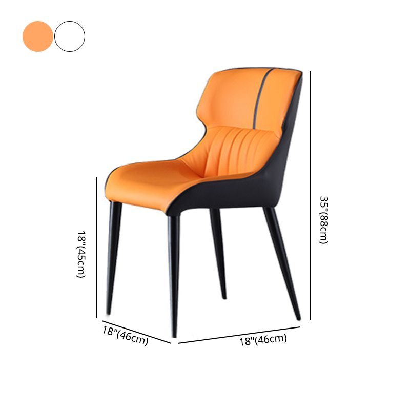Silla de comedor tapizada de metal con respaldo de ala para el hogar industrial