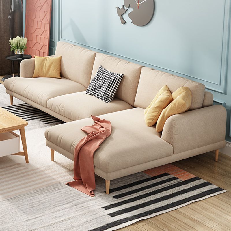 Recessed Arm Cushion Back Contemporary Cotton Living Room Sofa