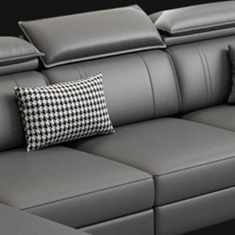 Stationary Faux Leather Living Room Seating Recessed Arm Cushions Nordic Sofa