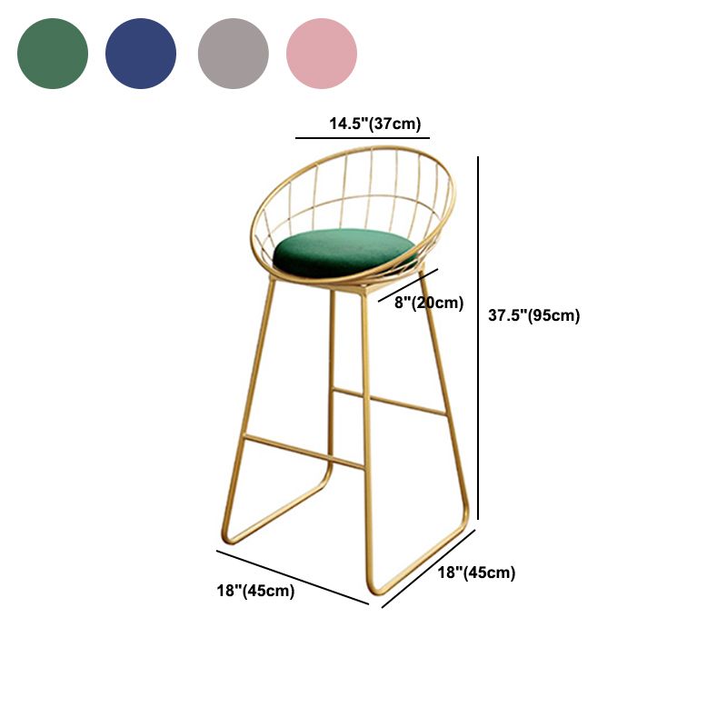 Glam Upholstered Bar Stools Footrest Backrest Coffee Shop Counter Bar Stool