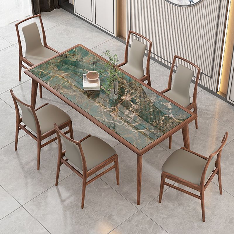 Modern Solid Wood Dining Site Table Stone Top Tripod Base Dining Table