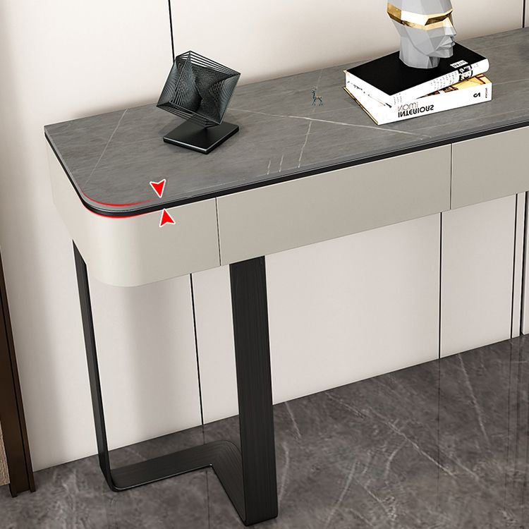 Glam Half Moon Console Table Drawers Included Accent Table for Hall