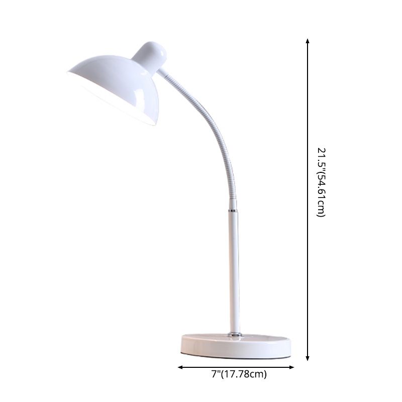 Bowl Shade Flexible Reading Lamp Macaron Style Metal 1 Bulb Bedroom Table Light