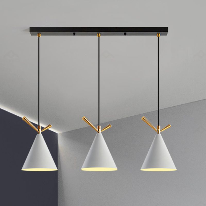 Modern Cone Shade Island Pendant Light 3-Light Ceiling Light with Metal Shade