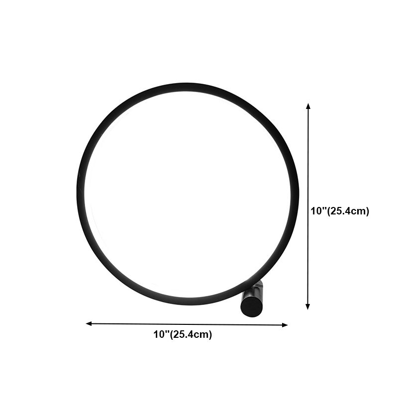 1-Light Circular Table Lamp Contemporary Metal Nightstand Lamps for Bedroom