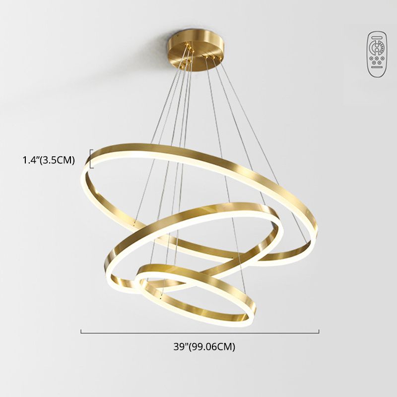 Ring Shaped Bedroom Chandelier Acrylic Minimalist LED Hanging Pendant Light in Gold