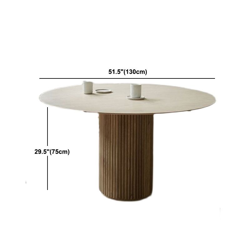 Modern Natural Pedestal Dining Table Round Solid Wood Dining Site Table