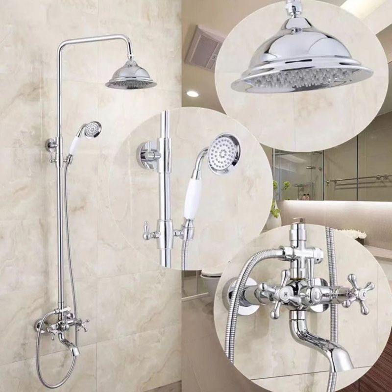 Gold and Silver Claw Foot Tub Faucet Wall Mounted 2-Handle Tub Filler with Handheld Shower
