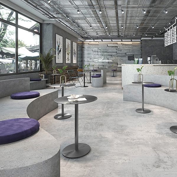 Round Counter Height Metal Dining Table in Steel Industrial Counter Table