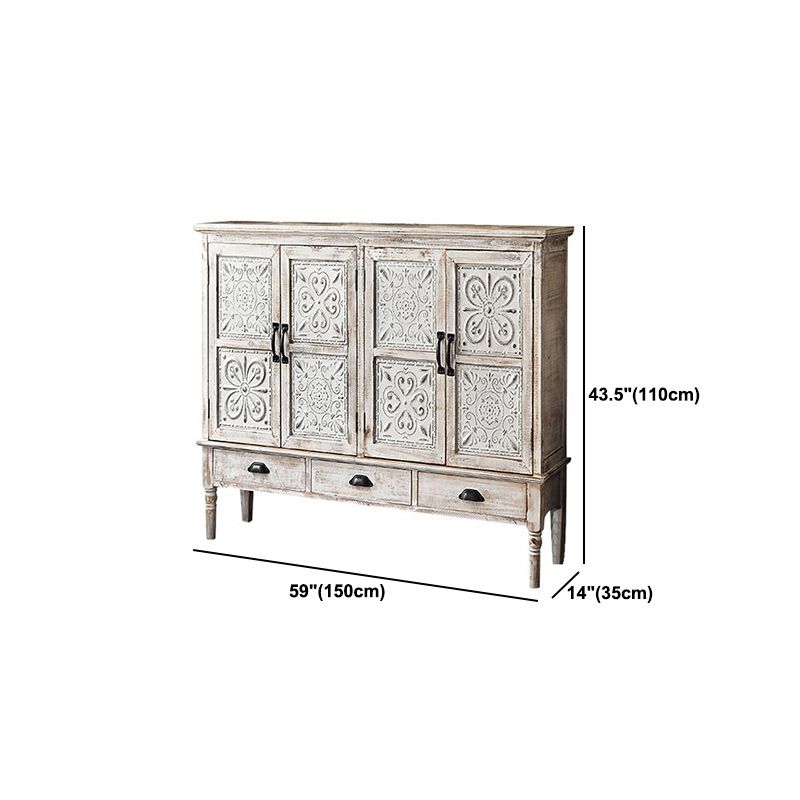 Industrial Wooden Accent Cabinet with Wooden Legs and Doors Cabinet