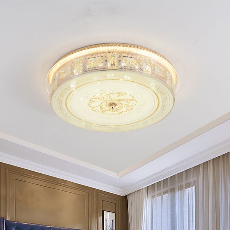 LED Crystal Flush Mount Spotlight Modernist Gold Round/Square Living Room Flower Pattern Ceiling Lighting