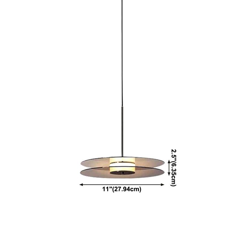 Modern Creative LED Pendant Light Wrought Iron Circular Hanging Lamp with Glass Shade