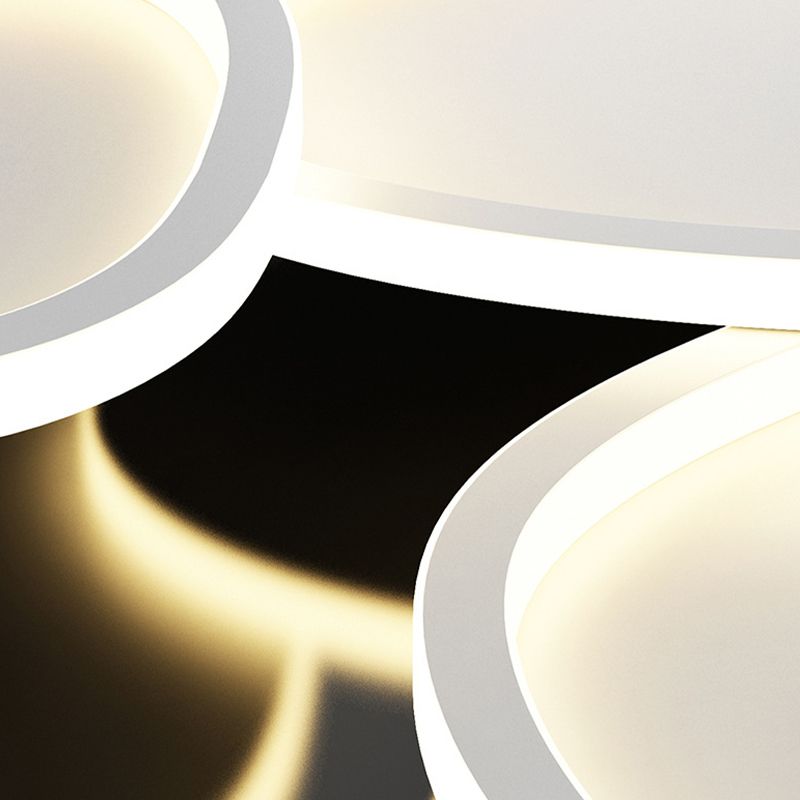 Nordic Flush Mount Metal LED Ceiling Light Fixture in White for Living Room