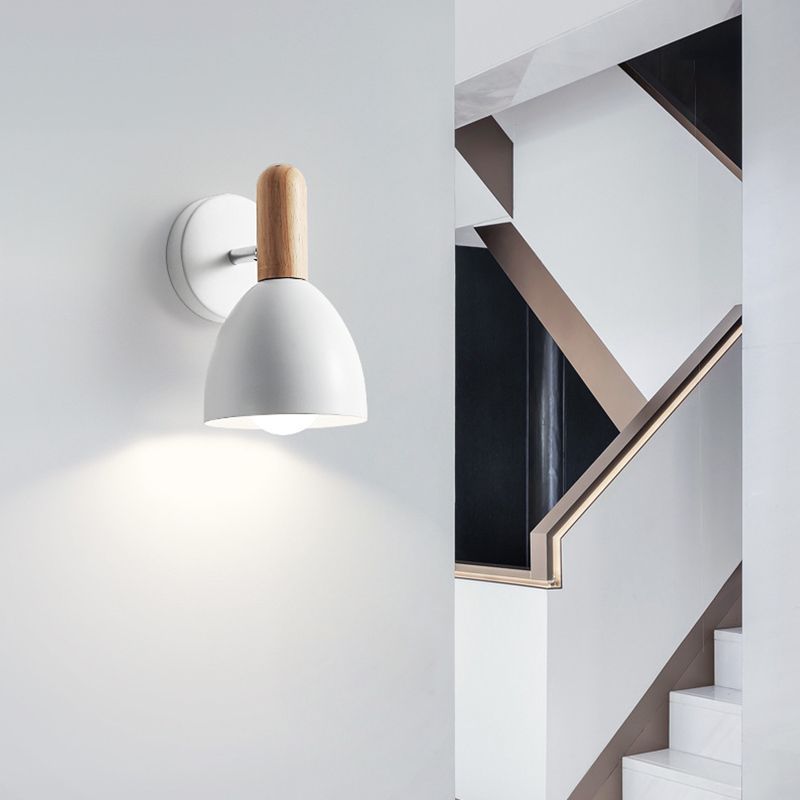 Single Modern Black/White/Grey Wall Mounted Sconce Wooden Shaded Wall Light