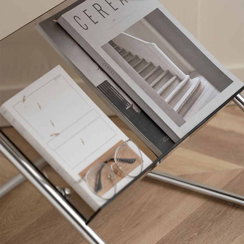 Abstract End Table Contemporary Style 23.62-inch Glass Top Side Table