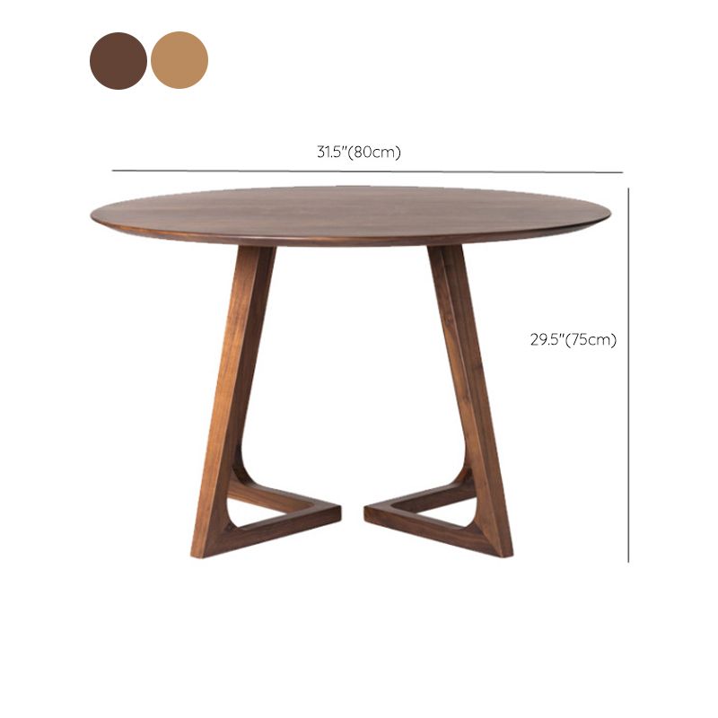 Round Double Base Dining Table Modern Pine Wood Table for Kitchen