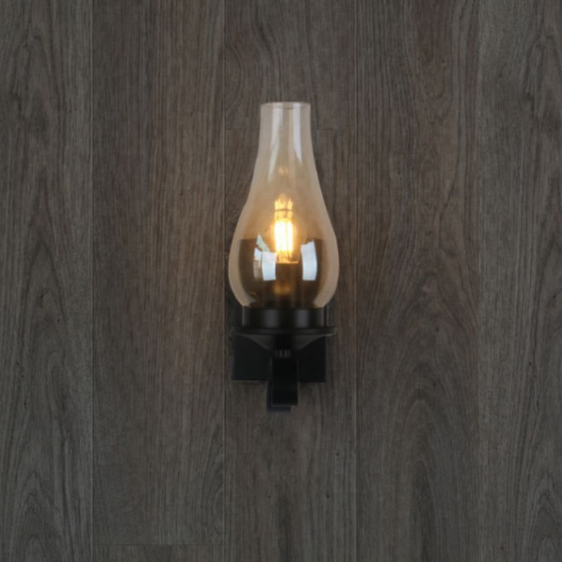 Regular Shape Wall Light Industrial Style Glass 1 Light Wall Lamp in Black