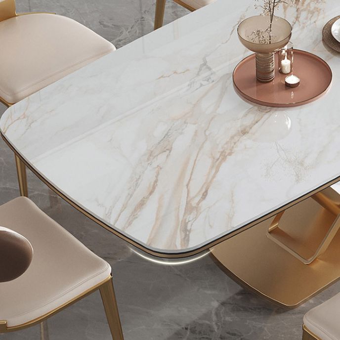 Luxurious Sintered Stone Top Dining Set Rectangle 1/2/5/7 Pieces Dining Room Table Set