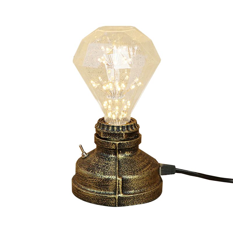 Bronze / vieilli en laiton 1 table de tête éclairage industriel fer forgé de bulbe de table debout lampe avec cordon plug-in