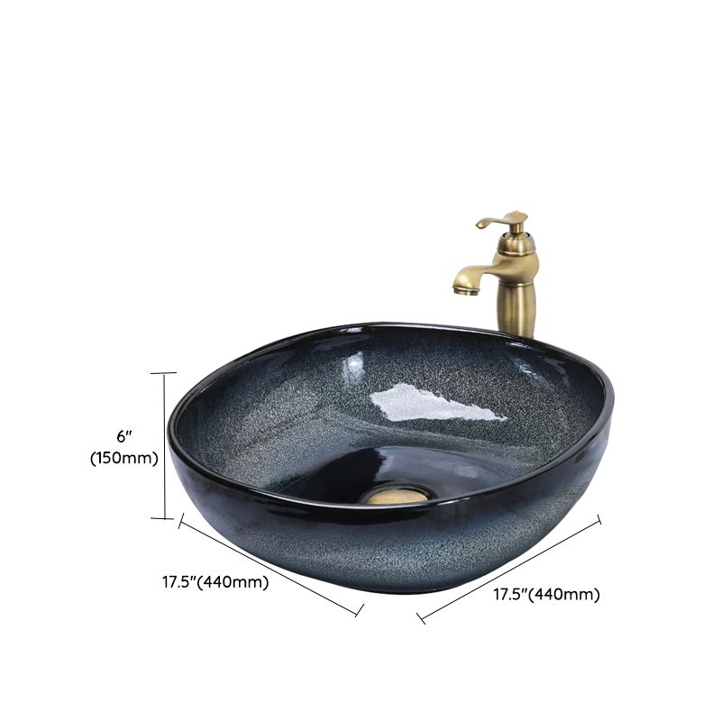 Traditional Vessel Bathroom Sink Specialty Vitreous China with Faucet Vessel Sink