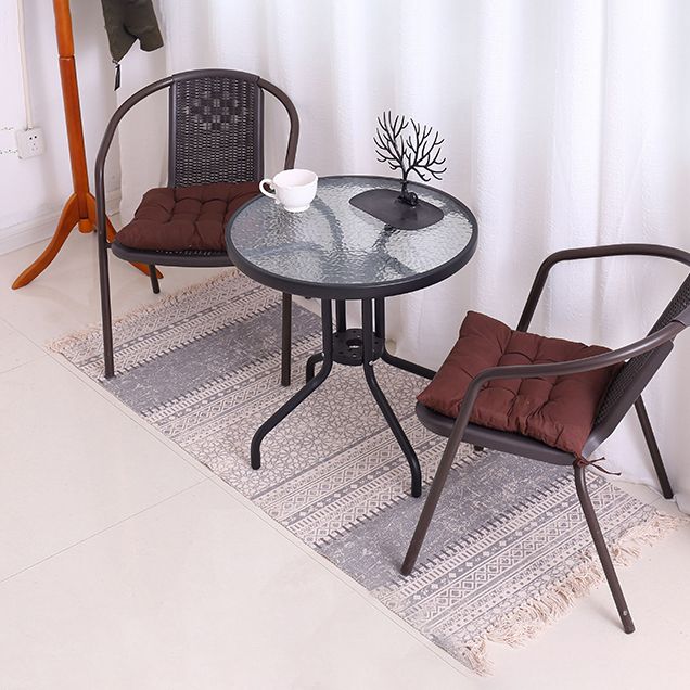 Runde Form Minimalistischer Stil Esstisch transparent fester Tisch mit Glas