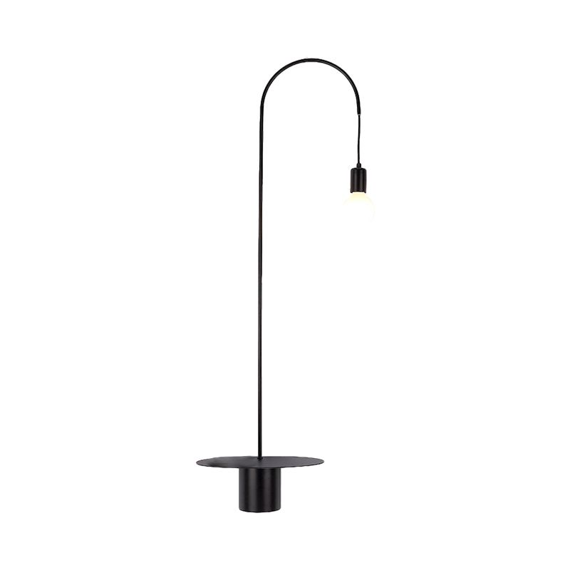 Gooseneck Metallic Wall Light Fixture Minimalist 1-Head Black/White/Gold Wall Sconce Lighting with Bulb