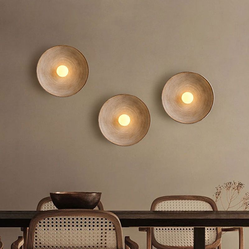 Single Contemporary Brown/White Round Shape LED Bathroom Vanity Light