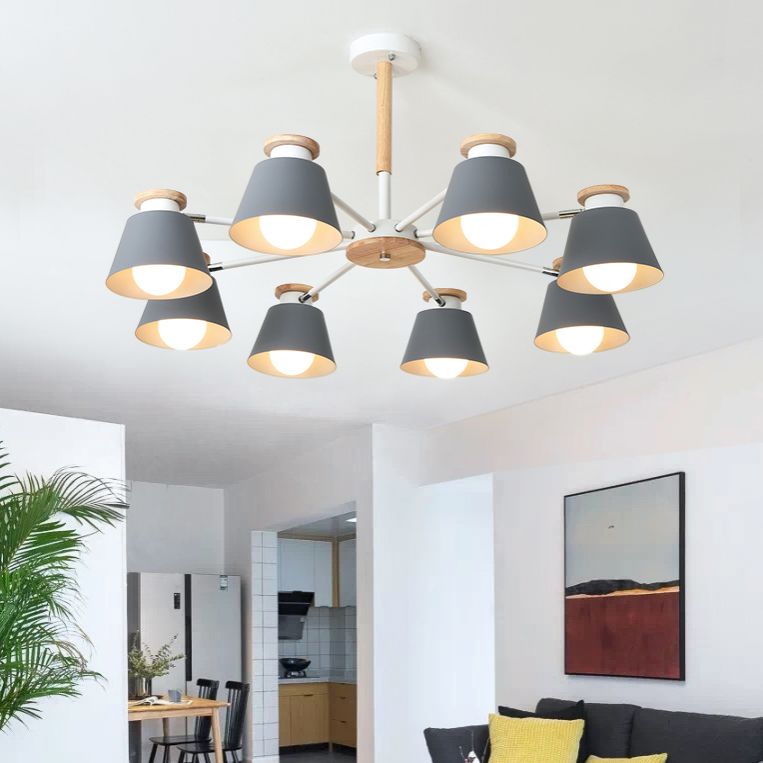 Accesorios de iluminación de lámparas de madera modernos Luz de suspensión de beige múltiple para sala de estar