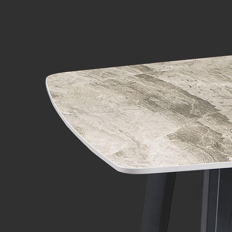 Rectangular Sintered Stone Dining Table Modern Furniture with 4 Legs in Matte Finish Home