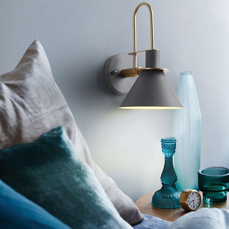 Nordic Style Iron Wall Light Colorful Cone Shape Wall Lamp for Living Room