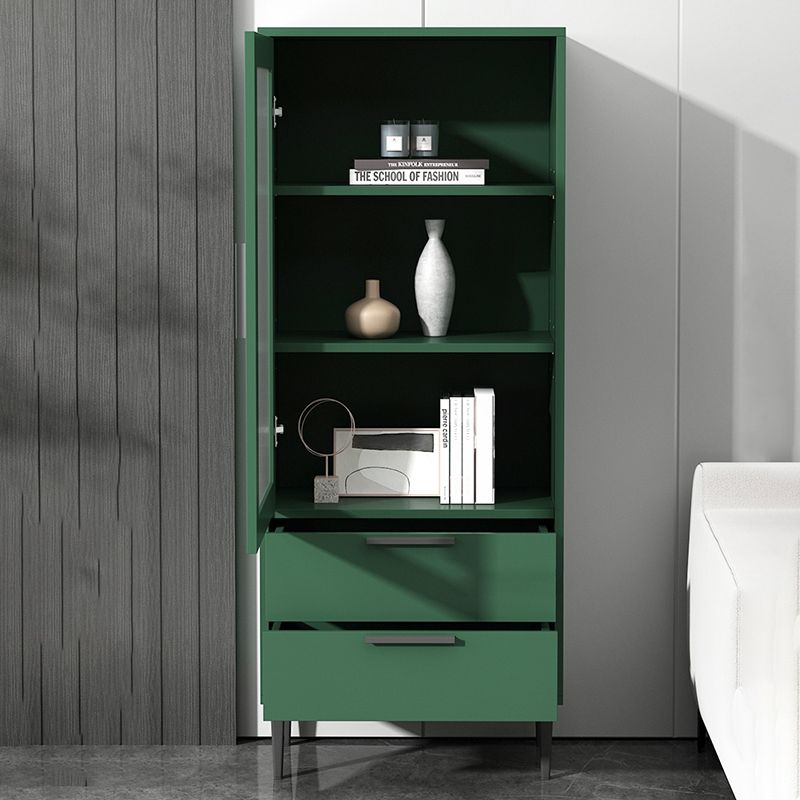 11.8" W Contemporary Bar Pulls Accent Chest in White/ Blue/ Green with Steel Legs