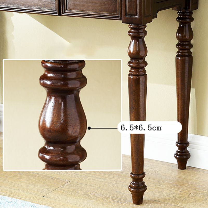 Traditional Makeup Vanity Desk Table with Drawer in Brown for Bedroom