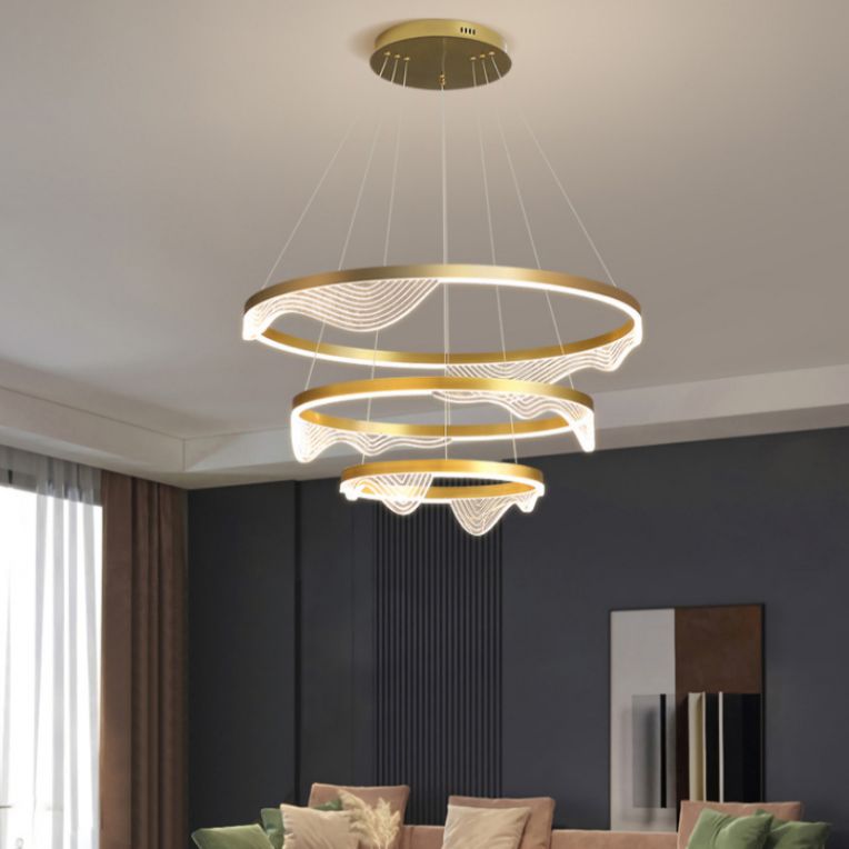Modern Luxury Style Orbicular Pendant Lighting Fixtures Metal Hanging Light Kit for Living Room