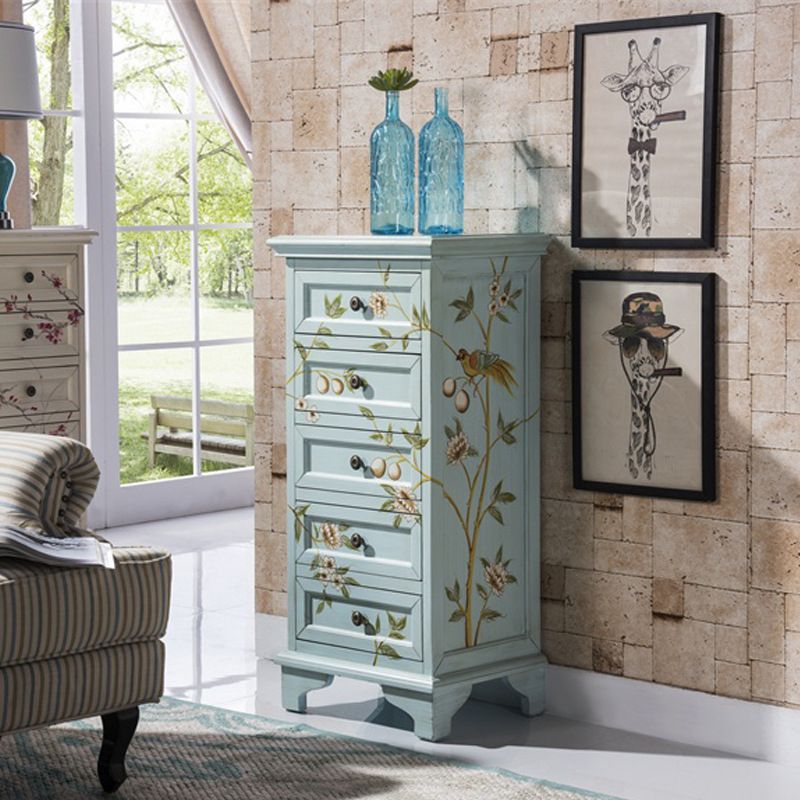 Traditional Vertical Bedroom Chest Solid Pine Storage Chest with Drawers