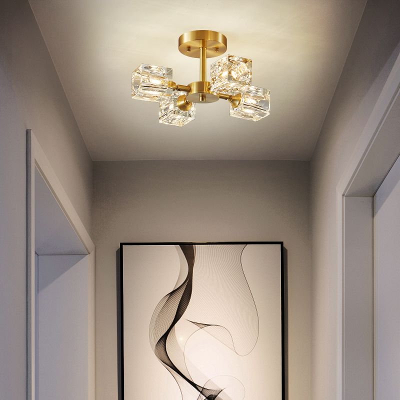 Colonial Style Geometry Ceiling Fixtures Metal Ceiling Flush Mount in Bronze