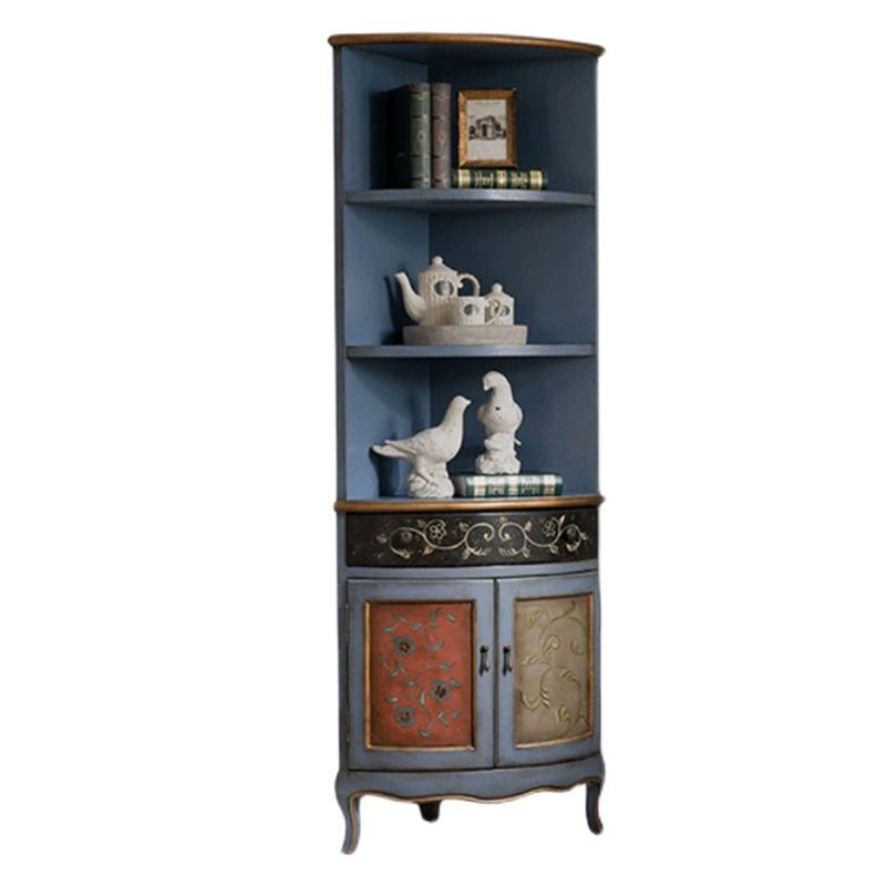 70.9" Tall Distressed Wood Corner Cabinet 1 - Drawers and 2 - Door Chest