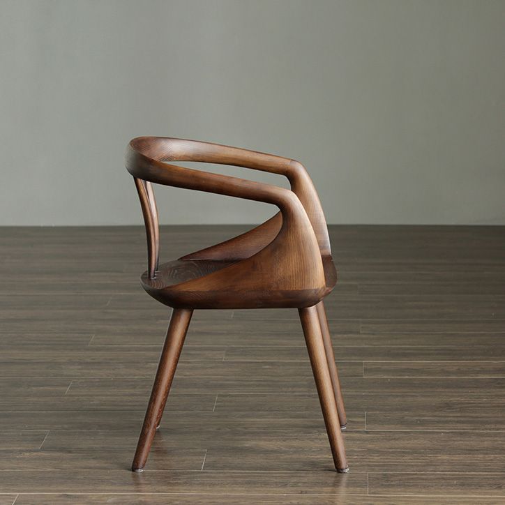 Contemporary Arm Chair Home Solid Wood Dining Chair in Walnut