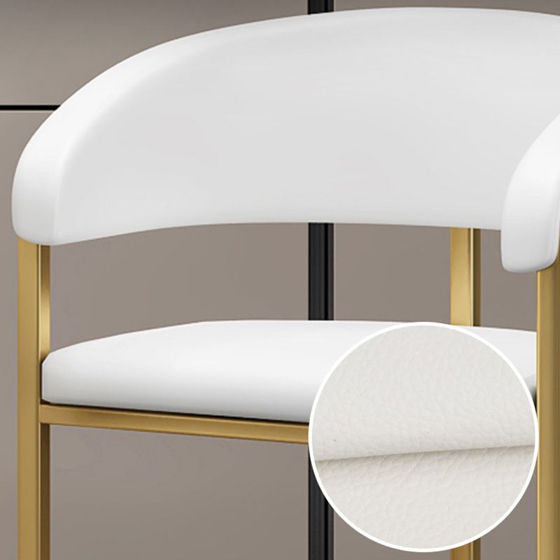 Glam Style Faux Leather Barstool Low Back Bar Stool with Gold Frame