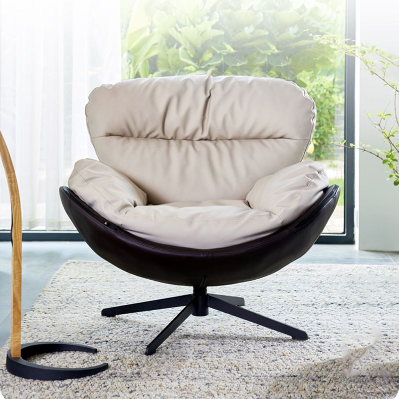 Scandinavian Parsons Chair with Removable Cushions in Faux Leather/Linen Blend