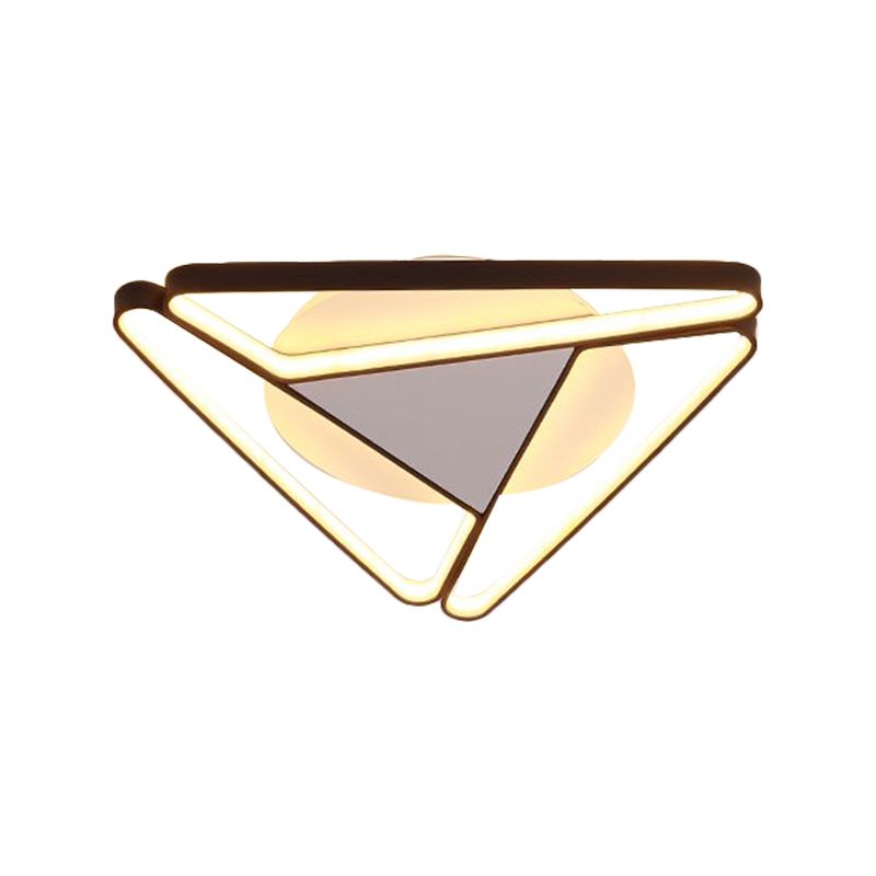 Nordic LED Flush Ceiling Light with Acrylic Shade Black/White c Triangle Flush Mount in Warm/White Light, 19.5"/29" W