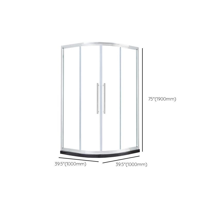 Rounded Framed Shower Enclosure Tempered Glass Double Sliding Shower Kit