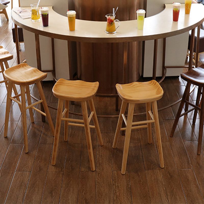 Contemporary Solid Wood Bar Stool Backless Bar Stool for Home Use