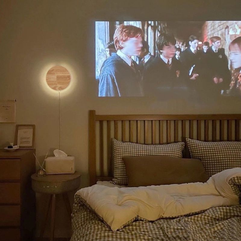 Runde Wandlampen moderne Einfachheit Holzwandleuchten für Wohnzimmer