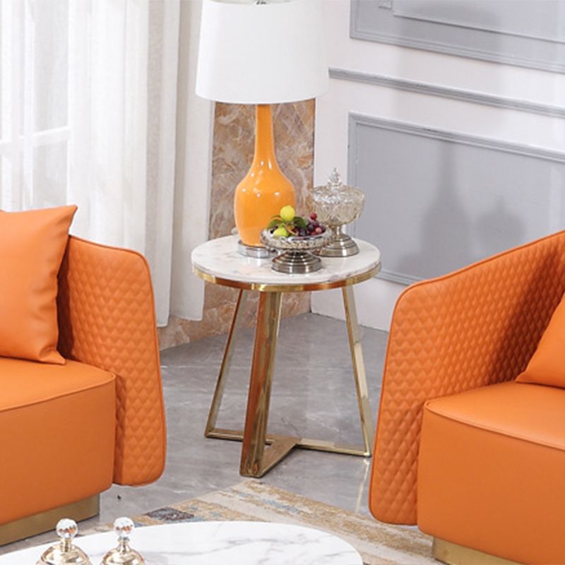 Luxurious Coffee Table Metal Cross Legs Cocktail Table in Gold