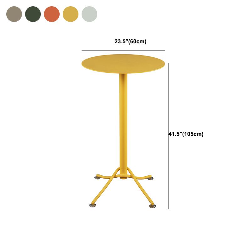 Metal Indoor-Outdoor Bar Height Table Contemporary Bar Table with Pedestal
