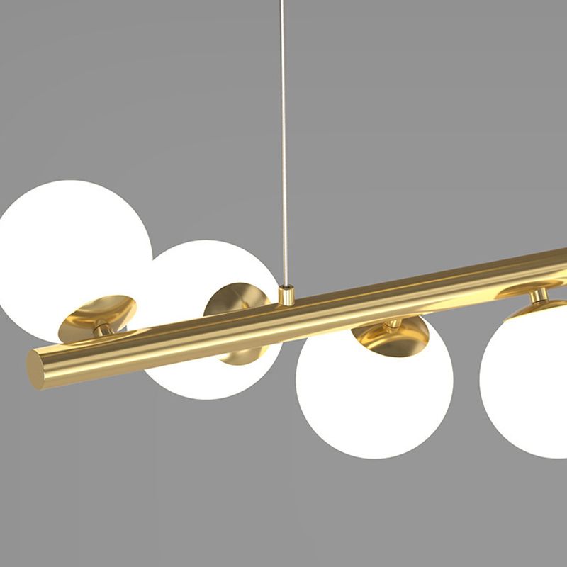 7/9/11-Light Contemporary Golden Kitchen Island Lighting Glass Ceiling Light for Bedroom
