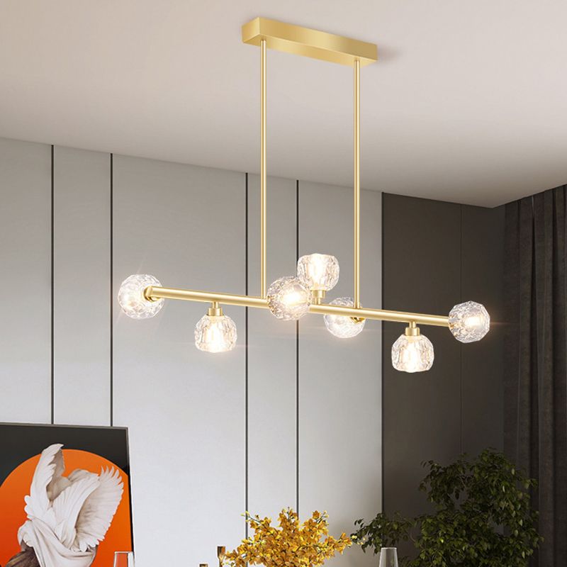 7-Light Modern Golden Kitchen Island Lighting LED Ceiling Light for Bedroom